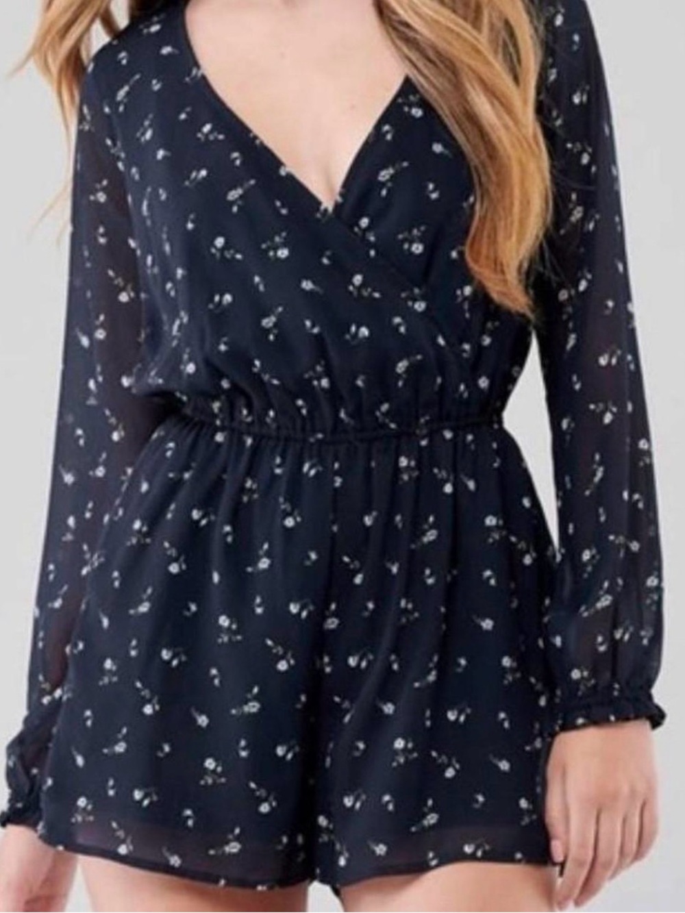 Hollister Navy Floral Romper Size S